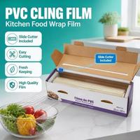 Film alimentaire en PVC sans BPA, rouleau jumbo avec coupeur, film étirable transparent approuvé par la FDA pour la cuisine