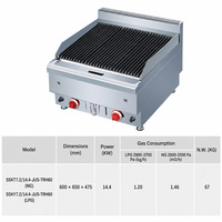 Grill de table commercial JUSTA en acier inoxydable (qualité 304) à charbon de bois, puissance 5000-10000W, gaz naturel/GPL/GNL, 60x65x47.5cm