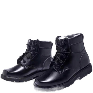 Bottes de neige pour hommes en cuir patchwork antidérapantes à talon bas, doublées de laine chaude, pour la randonnée en plein air en hiver - Product Image 5