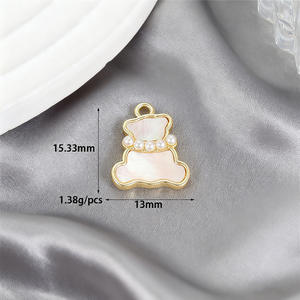 Ciondolo HD0247 a Forma di Cuore con Fiocco e Farfalla Sorridente, Giglio della Valle Bianco, per Collana Fai-da-Te, Custodia in Rame Placcato Oro 14K - Product Image 5