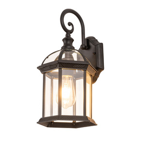 Outdoor Wall Mount Aluminum Alloy <b>Lantern</b> Tempered Glass Diffuser 3500K Warm White <b>Light</b> <b>Solar</b> Powered LED Garden Use Waterproof - Product Image 1
