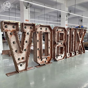 Enseigne lumineuse personnalisée <span class=keywords><strong>de</strong></span> grande taille, lettres lumineuses au fini vieilli industriel pour la publicité des bars, des magasins et des entreprises - Product Image 2