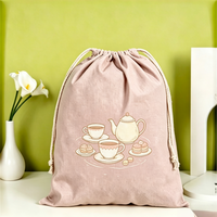 Sac à cordon personnalisable grand format, motif dessin animé simple, avec poignée intégrée, pochette en toile robuste et réutilisable pour fournitures de loisirs créatifs et salons professionnels