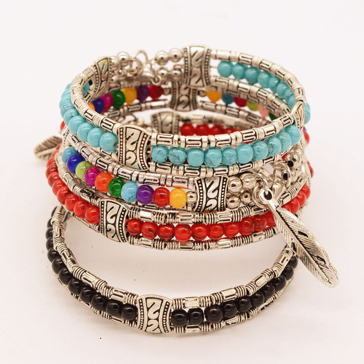 Young & Forever Girls Valentine Boho Gypsy Tibetan Silver Feng Shui Leaf Charm Bracelet Young & Forever Girls Valentine Boho Gypsy Tibetan Silver Feng Shui Leaf Charm Bracelet