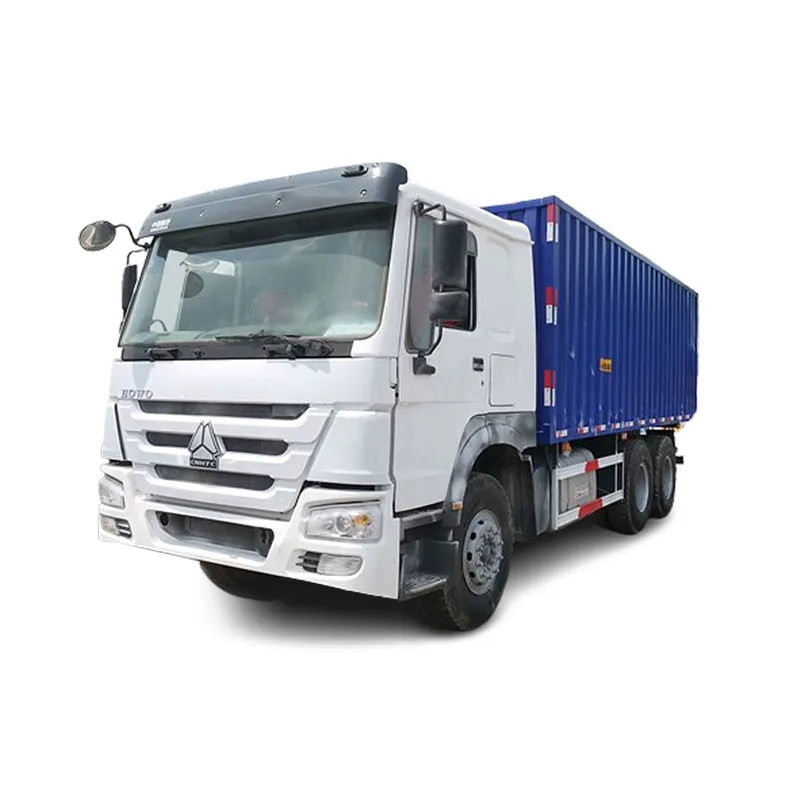 Truk pengiriman kotak Howo Sinotruck Cina baru dijual 6x4 371HP kotak kargo truk Van truk berat