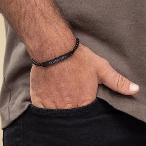 <span class=keywords><strong>Bracelet</strong></span> pour <span class=keywords><strong>homme</strong></span> en acier inoxydable gravé double face avec nom, tendance pour la fête des pères européenne et américaine, cadeau très vendu - Product Image 3