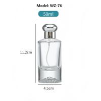 Flacon de parfum cylindrique en verre transparent 50 ml avec bouchon doré, vaporisateur à fine brume, rechargeable, format voyage, contenant cosmétique