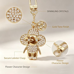 Llavero de Aleación con Diseño de Dibujos Animados Creativos y Diamantes de Imitación para Equipaje - Souvenir para Mujeres y Niñas - Product Image 1