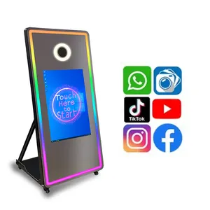 Newest Selfie Magic Mirror Photo Booth Machine Touch Screen Digital Mirror PhotoBooth Portable Kiosk With Camera And Printer