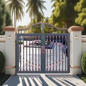 Puerta abatible <span class=keywords><strong>de</strong></span> aluminio <span class=keywords><strong>de</strong></span> alto estilo, revestimiento en polvo, <span class=keywords><strong>listones</strong></span> <span class=keywords><strong>de</strong></span> puerta <span class=keywords><strong>de</strong></span> entrada <span class=keywords><strong>de</strong></span> <span class=keywords><strong>madera</strong></span> terminados, valla <span class=keywords><strong>de</strong></span> granja <span class=keywords><strong>de</strong></span> jardín, enrejado, puerta corredera perfecta - Product Image 5