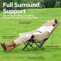 Chaise de camping pliable légère et durable à dossier haut réglable en 3 positions avec pochette de rangement, portable pour extérieur, plage, parc - Vente en gros