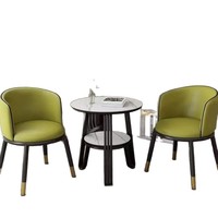 Chaise de négociation en cuir avec cadre en bois, style minimaliste et luxueux, pour bureaux commerciaux, réceptions et salles d'attente