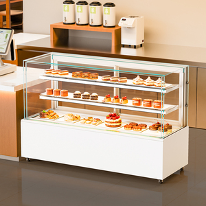 <span class=keywords><strong>Vitrina</strong></span> <span class=keywords><strong>Refrigerada</strong></span> Comercial sin Marco <span class=keywords><strong>para</strong></span> <span class=keywords><strong>Pasteles</strong></span>, con Puerta Trasera Panorámica en Ángulo Recto <span class=keywords><strong>para</strong></span> Exhibición de Postres en Panaderías - Product Image 2
