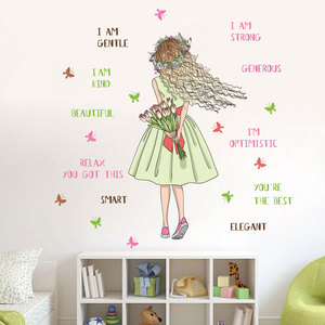 <span class=keywords><strong>Adesivi</strong></span> murali <span class=keywords><strong>con</strong></span> testo di ispirazione <span class=keywords><strong>per</strong></span> ragazza floreale 3D - Product Image 2