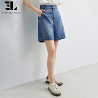 Shorts en jean LARSUR personnalisés, fabriqués en usine, écologiques, en lyocell doux, délavés, taille haute, pour femmes