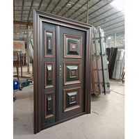 TECHTOP Best-seller Entrée principale décorative à double porte en bois avec design en bois d'eucalyptus pour double porte principale en bois