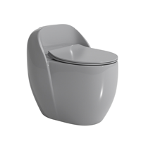 WC monobloc en céramique multicolore en forme d'œuf avec chasse d'eau super siphonique Tornado, à poser au sol
