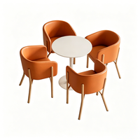 Ensemble de table ronde blanche et de chaises rembourrées gris clair de style nordique, livraison directe d'usine