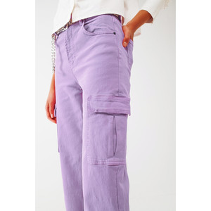 Jeans Cargo de Pierna Recta en Color Morado - Product Image 4