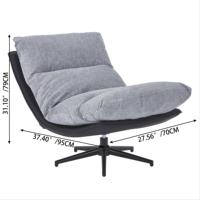 Fauteuil d'appoint pivotant incurvé de style nordique, avec coussin épais en tissu, fauteuil de détente individuel, canapé de luxe pour salon, rotatif, logo personnalisé