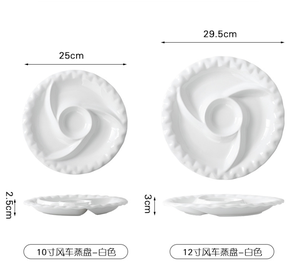 Piatto in Ceramica a Forma di Girandola da 10/12 Pollici, Vassoio per Servire Dim Sum e Frutta, Piatto Assortito per Cottura a Vapore per Casa - Product Image 6