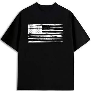 T-shirt drapeau américain pour homme, 100 % coton, 180 GSM, col rond, expédié depuis les États-Unis - Product Image 1
