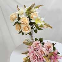 Bouquet de pivoines artificielles YL, cadeaux de mariage, décoration intérieure, salon, style européen, soie, luxe léger, simulées, faites à la main