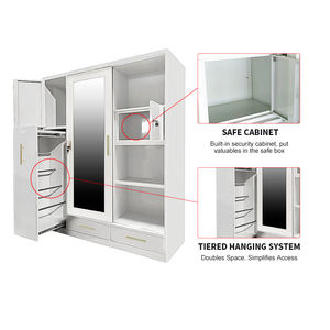 Armario Personalizado con Cajones, Armario Metálico de 3 Puertas Corredizas con Espejo <span class=keywords><strong>para</strong></span> Guardar <span class=keywords><strong>Ropa</strong></span> en el Dormitorio, Lemari Pakaian - Product Image 5
