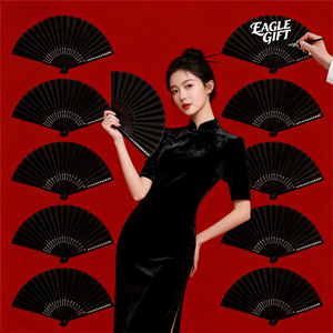 Éventail pliant en bambou de style chinois, imprimé sur mesure, portable, vente en gros d'usine, pour mariage, fête, festival, usage décoratif - Product Image 1