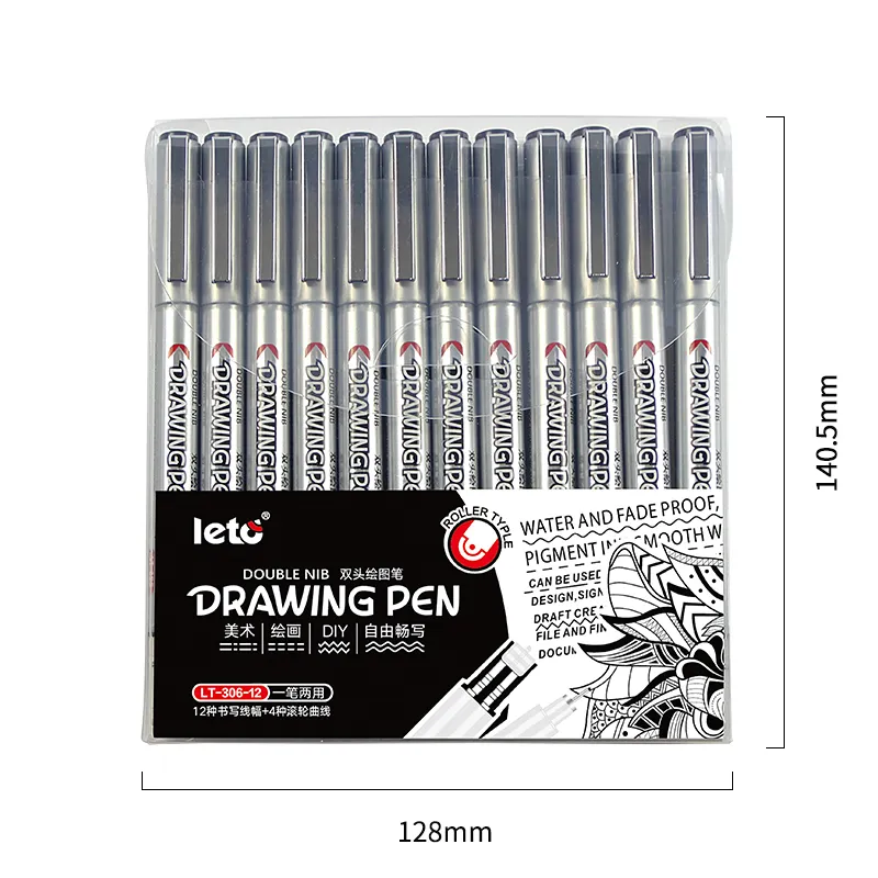 売れ筋ブラックファインチップアーカイブインクペンファインライナースケッチカーブフォールドペン多機能ダブルヘッドカーブ描画ペン