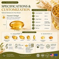 Softgel Vitamin E Alami 400 IU 650mg D-Alpha Tocopherol Murni untuk Kulit, Antioksidan, Anti Penuaan, Grosir OEM