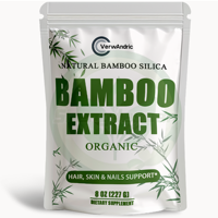 Poudre d'extrait de bambou en marque blanche OEM, supplément naturel de silice de bambou sans gluten pour la santé des cheveux, de la peau et des ongles chez l'adulte