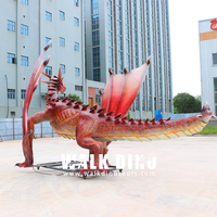 Dragon ailé rouge animatronique mécanisé géant à induction infrarouge à vendre Dragon occidental personnalisé