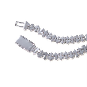 Pulsera Nuoya <span class=keywords><strong>de</strong></span> 8 MM con Diseño <span class=keywords><strong>de</strong></span> Cruz Brillante Bañada en Plata, Cadena <span class=keywords><strong>de</strong></span> Eslabones <span class=keywords><strong>de</strong></span> Moda <span class=keywords><strong>para</strong></span> <span class=keywords><strong>Hombre</strong></span> <span class=keywords><strong>y</strong></span> Mujer, Joyería Fina - Product Image 6