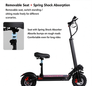 Scooter Eléctrico Plegable de Dos Ruedas, Negro, para Adultos, de Aleación de Aluminio, con Doble Suspensión, Largo Alcance (150 kg, 60 km), Resistente al Agua, con Control por Aplicación - Product Image 2