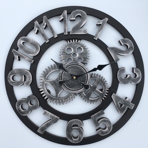 2021 <strong>Rusty</strong> Iron Wooden Wall <strong>Clock</strong> Traditional Design Single Face Quartz Display for Hotel LOFT Decorate - Product Image 1