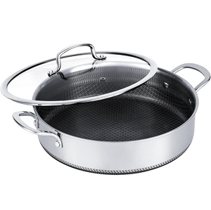 High Quality Ceramic Nonstick 4.5QT Capacity Triply Stainless Steel Frying <b>Pan</b> Saute <b>Pan</b> Glass Cover Induction Ready Dishwasher - Product Image 1
