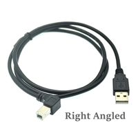 USB 2,0 macho a macho Cable en ángulo de 90 grados 3A Carga rápida para impresora Escáner Chaqueta de PVC con escudo trenzado hacia arriba e izquierda derecha