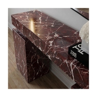 Table console en marbre Newstar Rosso Levanto, table de rangement moderne de luxe pour entrée, en pierre rouge