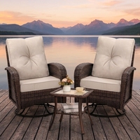 Ensemble de meubles de jardin rotatifs en osier de luxe avec coussins, table et chaises, idéal pour véranda, balcon, terrasse