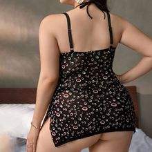 Чуангерм Соблазнительный комплект нижнего белья большого размера на бретельках с выдалбливающими маленькими цветочными XL-4XL Черное женское нижнее белье - Product Image 2