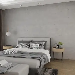 ORON 3d Matte Light Gray Vinyl Textured Peel And Stick Removable Wallpaper Concrete Cement Wall Wallpaper For Bedroom