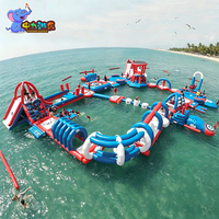 Parc aquatique gonflable commercial robuste en PVC de 0,9 mm, parcours d'obstacles aquatiques scellé, flottant sur l'eau de mer