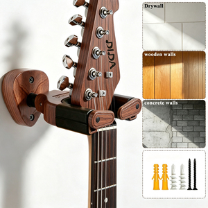 Heart-Shaped Guitar Pick Design Wooden Auto-Lock Guitar Wall <strong>Hanger</strong> for Acoustic Electric Guitar Bass Ukulele - Product Image 5