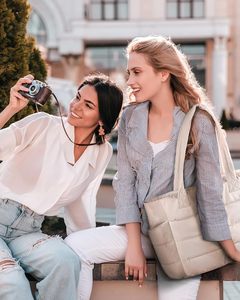 Borsa Tote imbottita leggera con chiusura a cerniera trapuntata da donna per accessori estivi da viaggio <span class=keywords><strong>o</strong></span> da lavoro con scomparti - Product Image 6