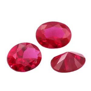 Redleaf Jewelry High quality 3A various sizes Synthetic Ruby 5# Corundum Oval cut Ruby gemstone