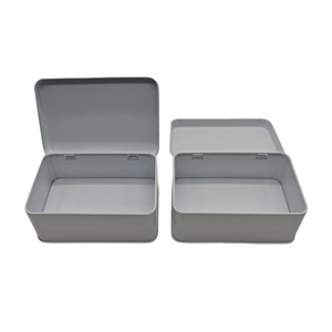 Branco metal armazenamento caixa lata embalagem caixa com tampas padrão LOGOTIPO personalizado - Product Image 2