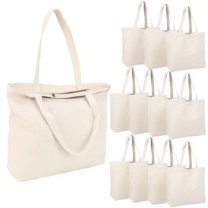 Bolsa de Compras de Lona de Algodón Orgánico GRS GOTS, Grande, Económica, Promocional, con Cierre y Logotipo Personalizado, Auditada por Sedex - Product Image 1
