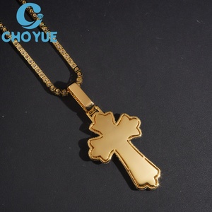 Iced Out Moissanite Cross Pendant Solid 925 <b>Silver</b> Gold Plated Hip Hop Jewelry - Product Image 2