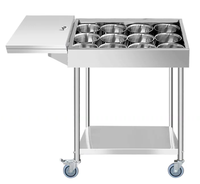 Chariot à épices commercial en acier inoxydable, chariot à assaisonnements soudé, chariot de cuisine mobile avec roues